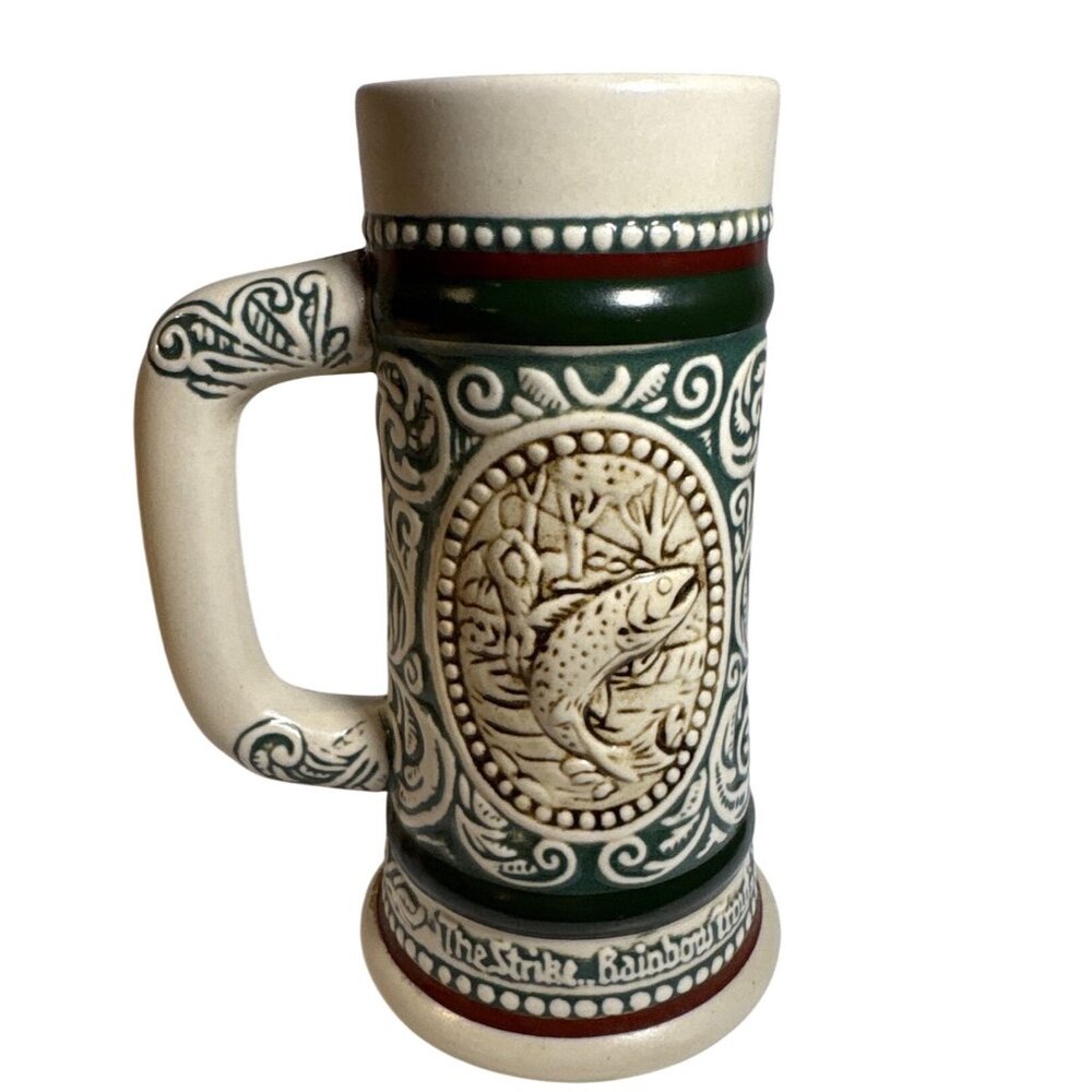 Avon Ceramarte Beer Stein The Strike Rainbow Trout & Point English Setter Brazil